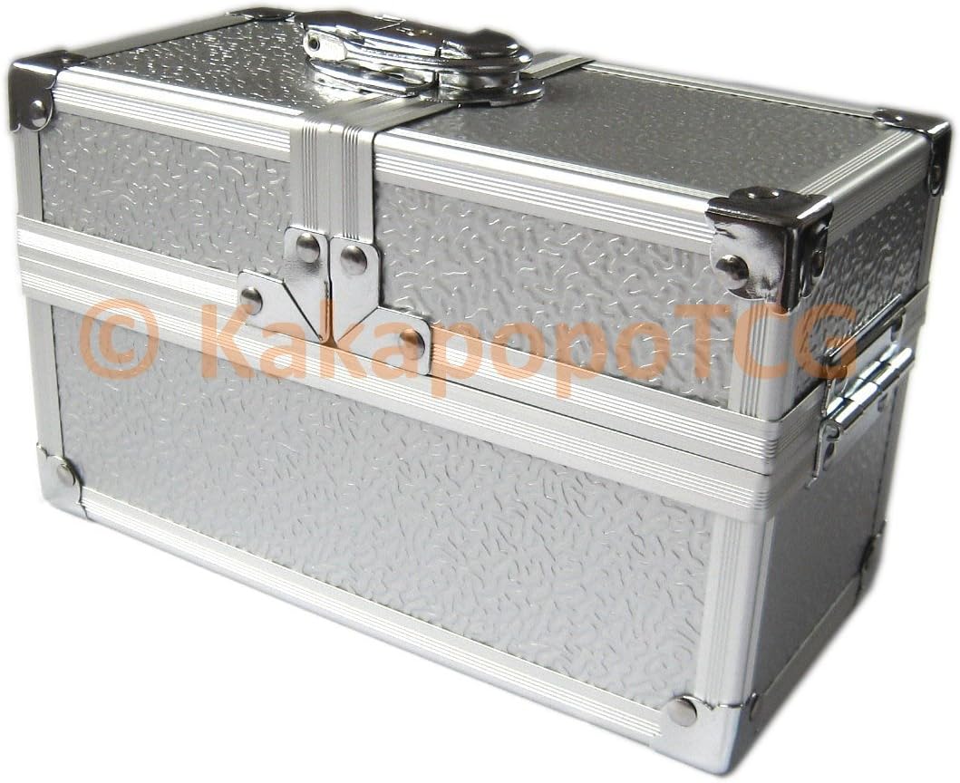 KM-L02 Crypt Lockable Silver Metal Double Deck Box for Deck Protector Top Loader Storage Trading Cards TCG Sleeve MTG Magic The Gathering Pokemon YGO Yugioh EDH Dice Star Wars War Hammer
