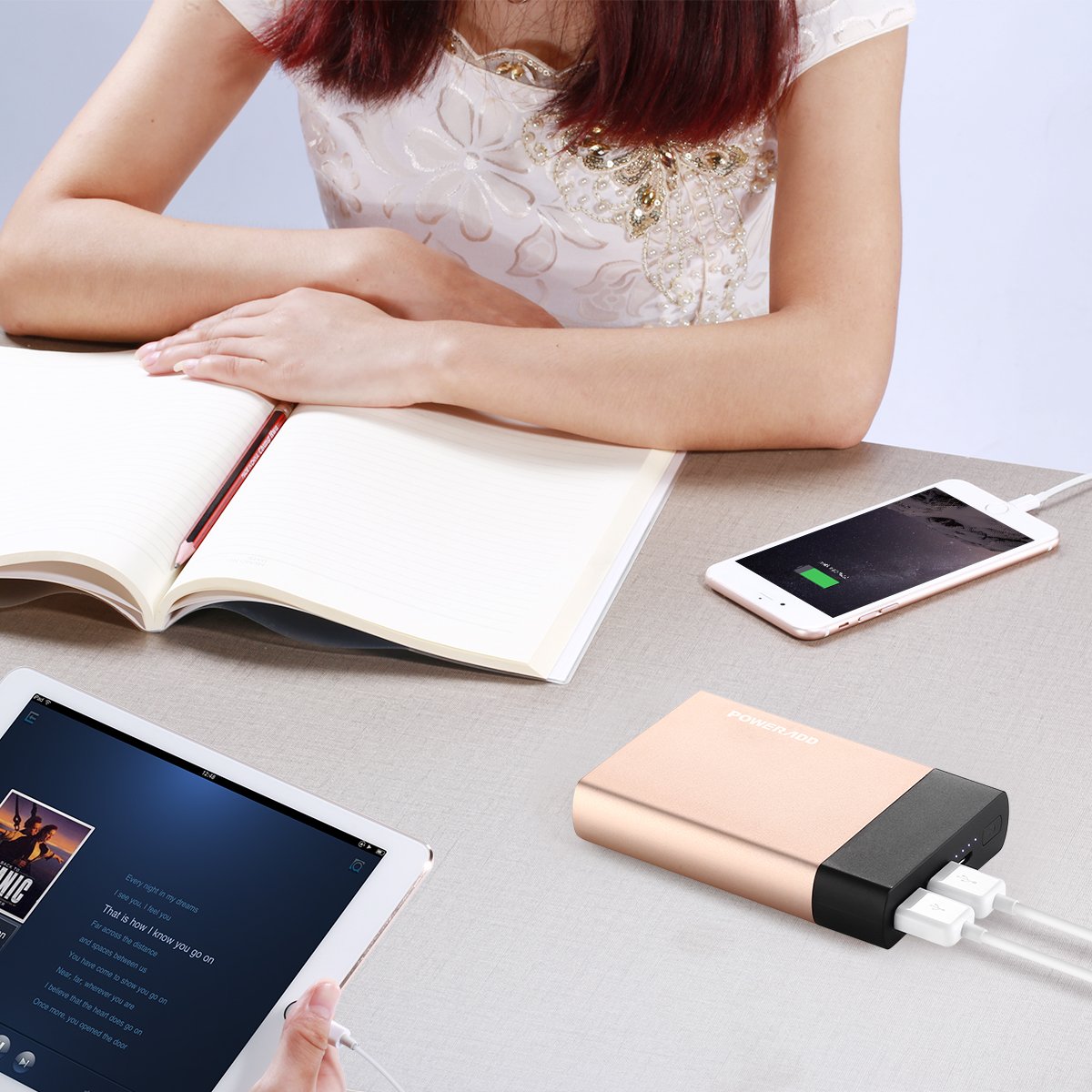 Portable Charger, Poweradd Pilot 5G 10000mAh Aluminum Alloy Power Bank 3.4A Fast Charger with Smart Charge for iPhone, iPad, Samsung, LG and Other 5V Devices - Limited Golden