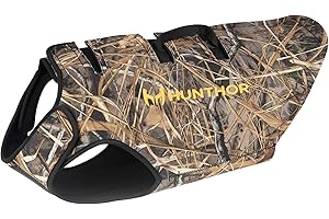 Hunthor Dog Hunting Vest, 5mm Neoprene Camo Dog Vest for Waterfowl, Duck, Dove, and Bush Hunting, Insulated, Fast-Dry, and Te