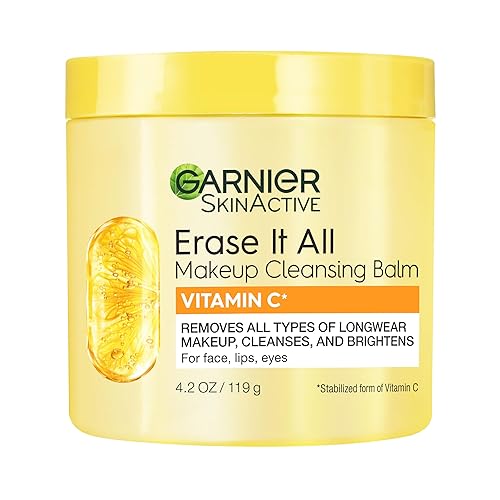 Garnier Erase It All Makeup Cleansing Balm with Vitamin C, Brightening Facial Cleanser and Makeup Remover, 4.2 Oz