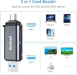Beikell USB C SD Card Reader USB 3.0 Dual Connector Micro SD Adapter Mac PC view 3