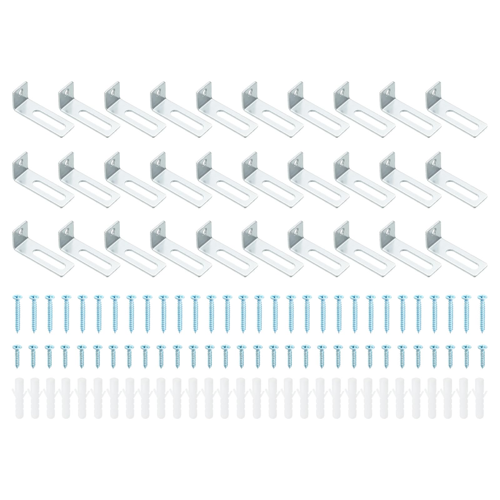 PATIKIL Whiteboard Mounting Hardware, 30 Set White Board Wall Hanger Installation Support Fastener L Shape Mount Bracket Board for Office Classroom
