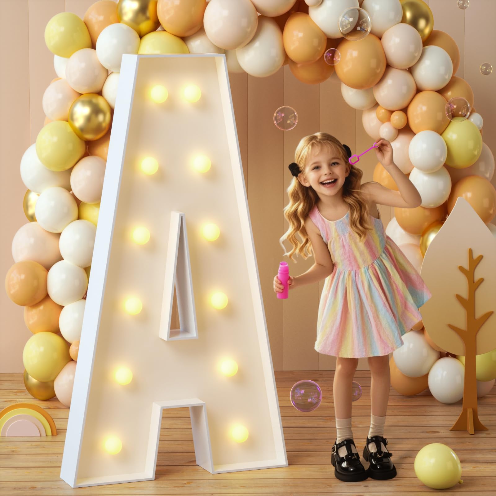 Photo 1 of imprsv Marquee Light Up Letters, 4FT Mosaic Letters with Light for Baby Shower Graduation Party Decor, Large A for Engagement Wedding Party Decorations (Need to Assemble)