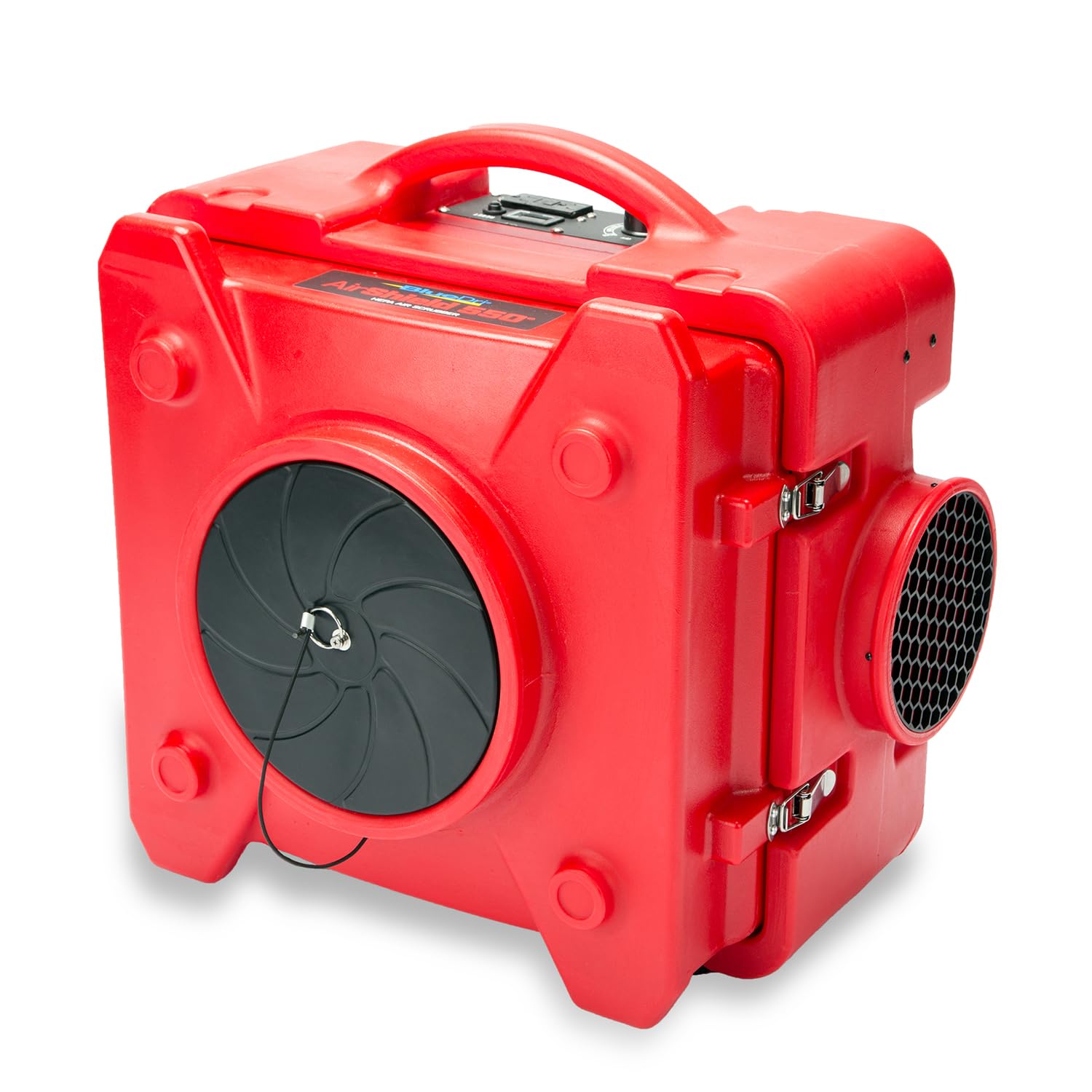 BlueDri Air Shield 550 HEPA Air Scrubber, Water Damage Restoration Equipment Air Purifier, Covers 1400 Sq. Ft, Daisy Chain Capable, For Commercial Use, Red, BD-AS-550