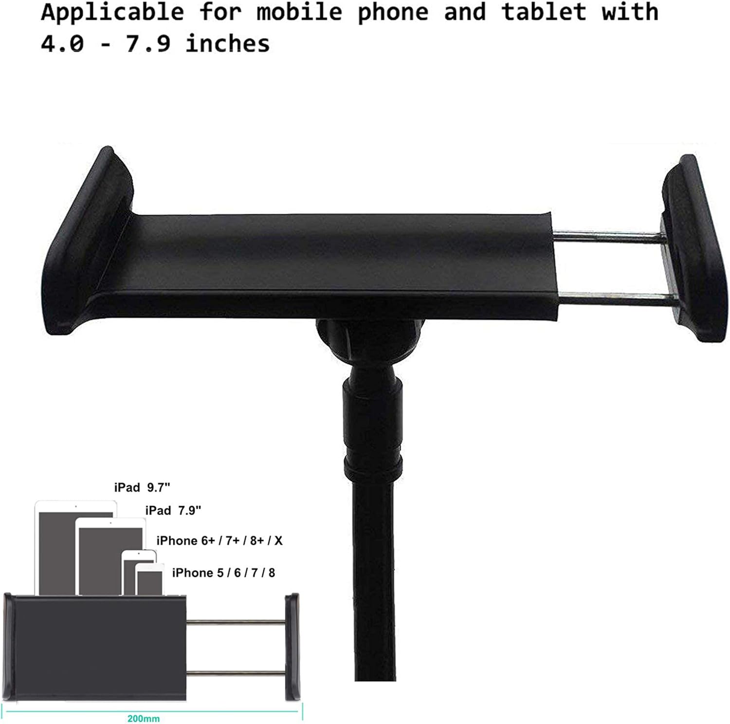 MAGIPEA Tablet Stand Holder, Mount Holder Clip with Grip Flexible Long Arm Gooseneck Compatible with ipad iPhone/Nintendo Switch/Samsung Galaxy Tabs/ Kindle Fire HD - Black: Computers & Accessories