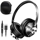 USB C Headphones Wired with Memory Foam,Over-Ear Headphone Sound & Durable Metal Frame Foldable Headphones for Men/Women/Travel/iPhone 16/15, Samsung Galaxy S25/S24, Google Pixel 9, Ideal Gift