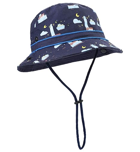 Lachi Sommerhut Junge Sonnenhut Baby Strandhut Sommermütze Fischerhut UV-Schutz Cartoon Muster Baumwolle Hut Mütze für Kleink