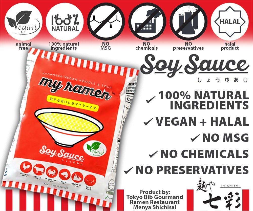 MyRamen 30 Pack Soy Flavor - Highest Quality Vegan Traditional Japanese Ramen Noodle Soup