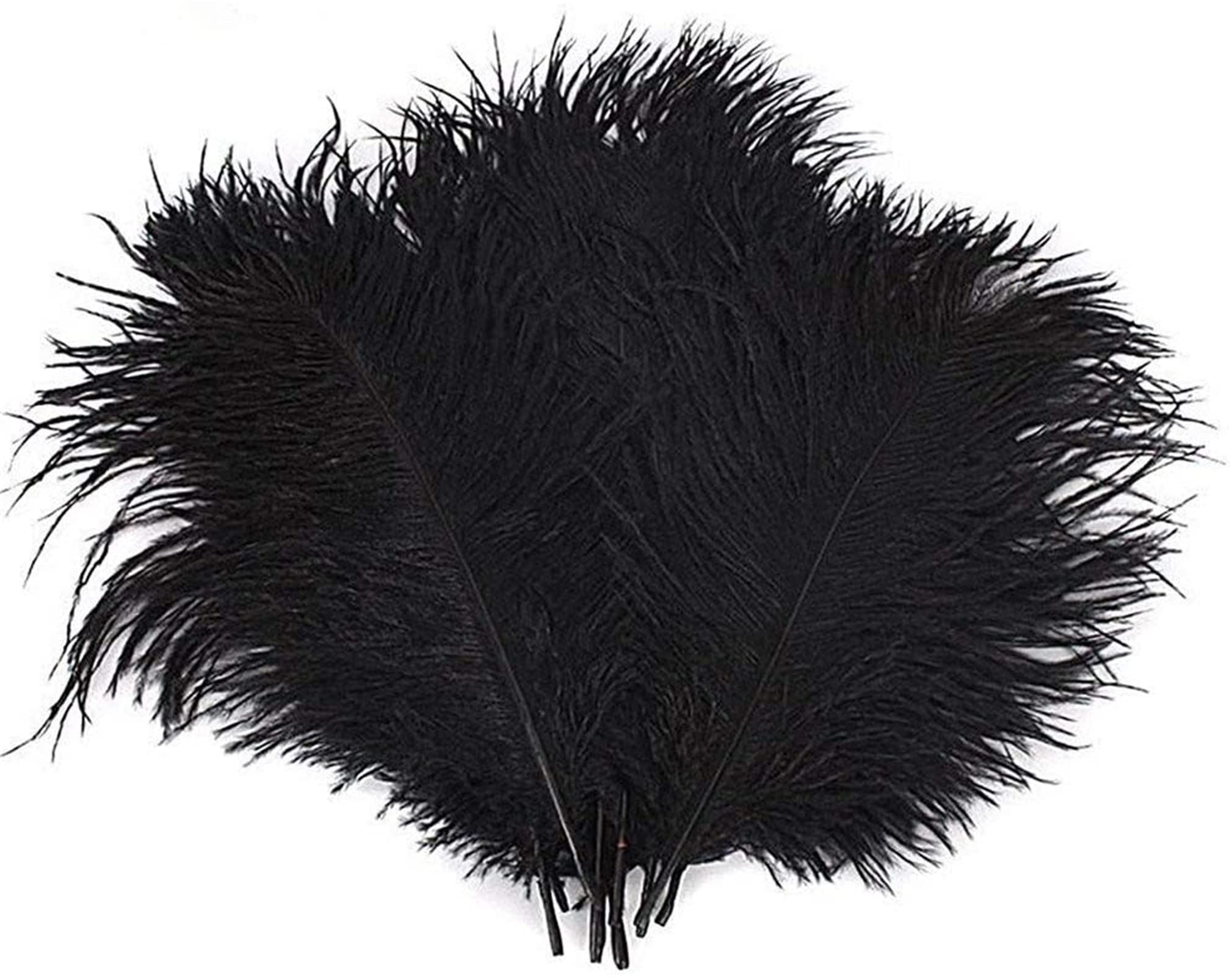 Crenze 10pcs Black Ostrich Feathers 12-14inch(30-35cm) for Home Wedding Decoration