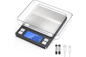 BOMATA 0.01g/1kg Upgraded Small Digital Scale, USB Rechargeable, with Larger Display and Hold,Tare Function, 9 Units, High Pr