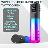POSEIDON Wireless Tattoo Pen Kit 87Pcs 1800mAh Battery LED Display view 2