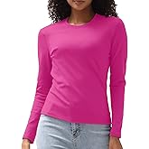 Cotton Long Sleeve Tee Shirts for Women Slim Fit Tshirts Basic Tops Tight Crewneck Layering Undershirts