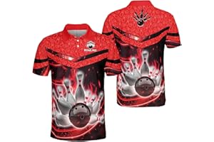 BOZENTIM Bowling Polo Shirts 3D for Men & Women, Bowling Jersey Shirt, Team Bowling Shirts Short Sleeve Polo Gift