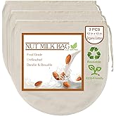 3 PCS 12"x12" Nut Milk Bags - 100% Unbleached Cotton Cheesecloth, Reusable Food Strainer Colander For Straining Almond/Oat Mi