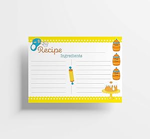 Recipe Cards, 4x6 Inches, 50 Fill-in-the-Blank Cards for Recipe Box, Made In the USA (Kid's Emoji)