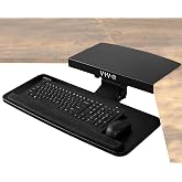 VIVO Black Under Desk Corner 25 x 10 inch Keyboard Tray, MOUNT-KB03B | Computer Keyboard and Mouse Platform with Corner Connector, Under Table Desk Mount for L-Shaped Workstations, Full Swivel