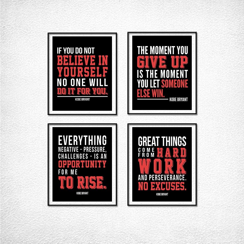 K-o-be Inspirational Quotes-Kobe Poster Decorative Painting Canvas Wall Art Living Room Posters Bedroom Painting Home Decoration-Vertical Set of Four 08×10inch