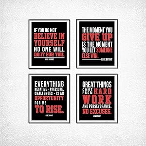 K-o-be Inspirational Quotes-Kobe Poster Decorative Painting Canvas Wall Art Living Room Posters Bedroom Painting Home Decoration-Vertical Set of Four 08×10inch