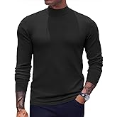 COOFANDY Men's Mock Turtleneck Sweaters Long Sleeve Casual Knit Shirts Half Neck Thermal Lightweight Pullover Sweater