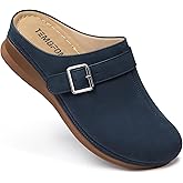 TEMOFON Clogs for Women Slip on Mules: Walking Comfortable, Non Slip, Closed Toe Sandals, Casual Summer Shoes Black Navy Brown Size 5-11