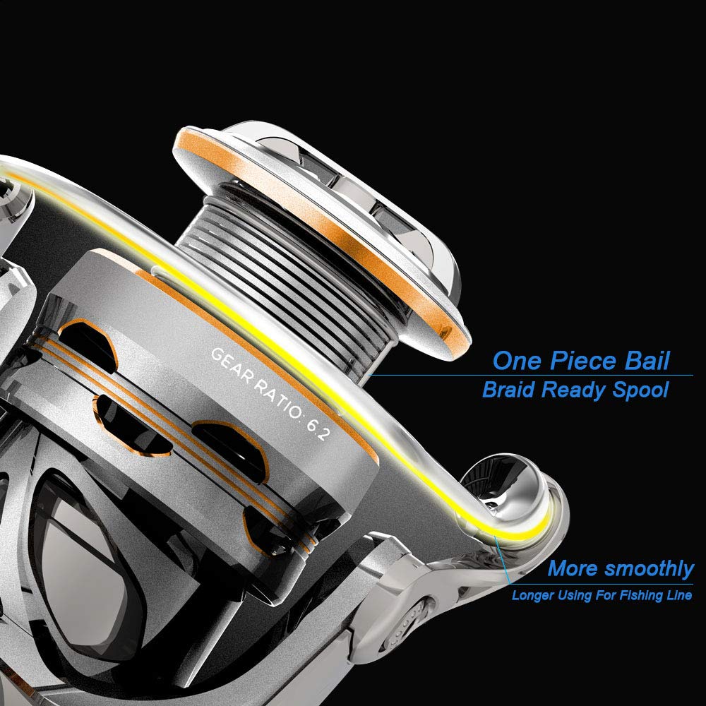 CS8 Spinning Reels,Ultralight Premium Magnesium Frame Fishing Reel with 9+1 Corrosion Resistant Bearings Smooth Powerful Fishing Reel Spinning with 19Lb Carbon Fiber Drag & 6.2:1 Gear Ratio Reels