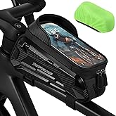 Zyxformis Bike Bag, Bike Accessories with Sun-Visor, Waterproof Bike Phone Holder with TPU Sensitive Touch Screen, Bicycle Top Tube Front Frame Bag Handlebar Bag with Rain Cover