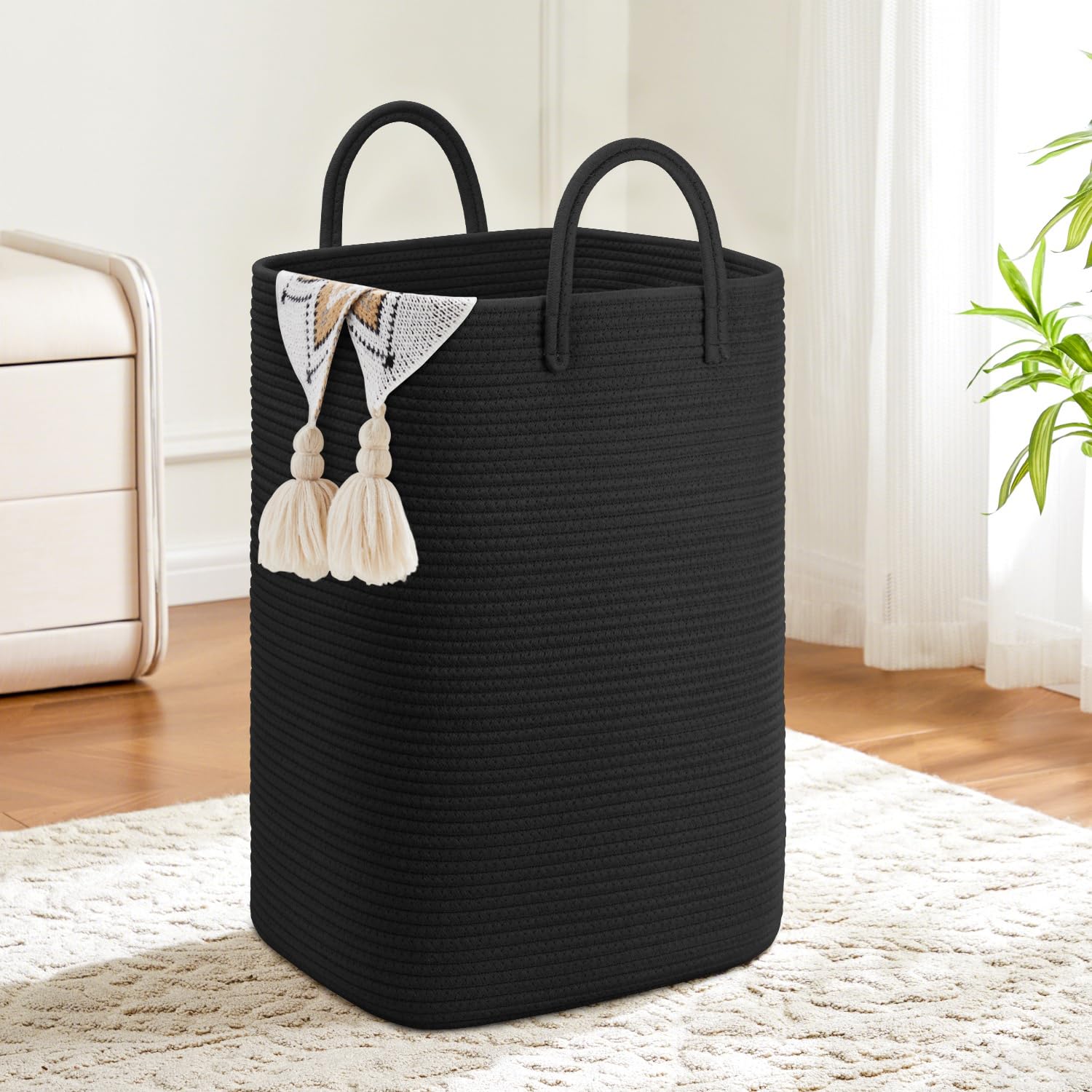 Photo 1 of Artfeel Laundry Basket,Woven Cotton Rope Laundry Hamper,40L Versatile Storage for Dirty Clothes,Baby Toys,and Blankets in Bathroom, Nursery,and Living Room