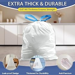 T.FORING 10 Gallon Trash Bags with Drawstring - 120