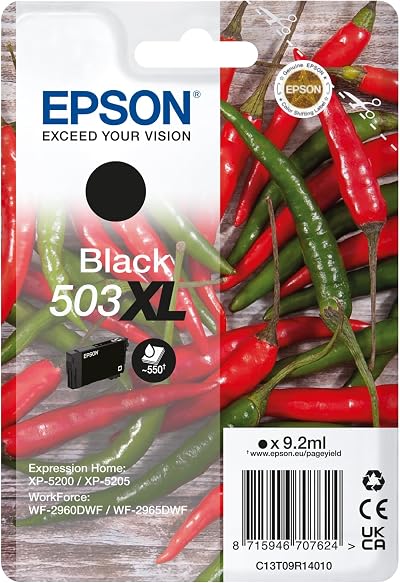 Epson 503XL Chillies Black XL Ink Cartridge for XP-5200 WF-2960DWF