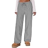Womens Striped Pajama Pants Cotton Comfy Lounge Pj Pants Casual Wide Leg Drawstring Elastic Sleep Bottoms with Pockets