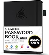 Clever Fox Password Book with Alphabetical Tabs Black Large 18x25 cm