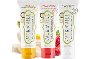 Jack N' Jill Natural Baby Toothpaste - Fluoride Free Training Toothpaste for Babies 6 Months and Up, Safe to Swallow, 40% Xylitol, BPA Free - 1.76 oz (Variety Pack of 3)