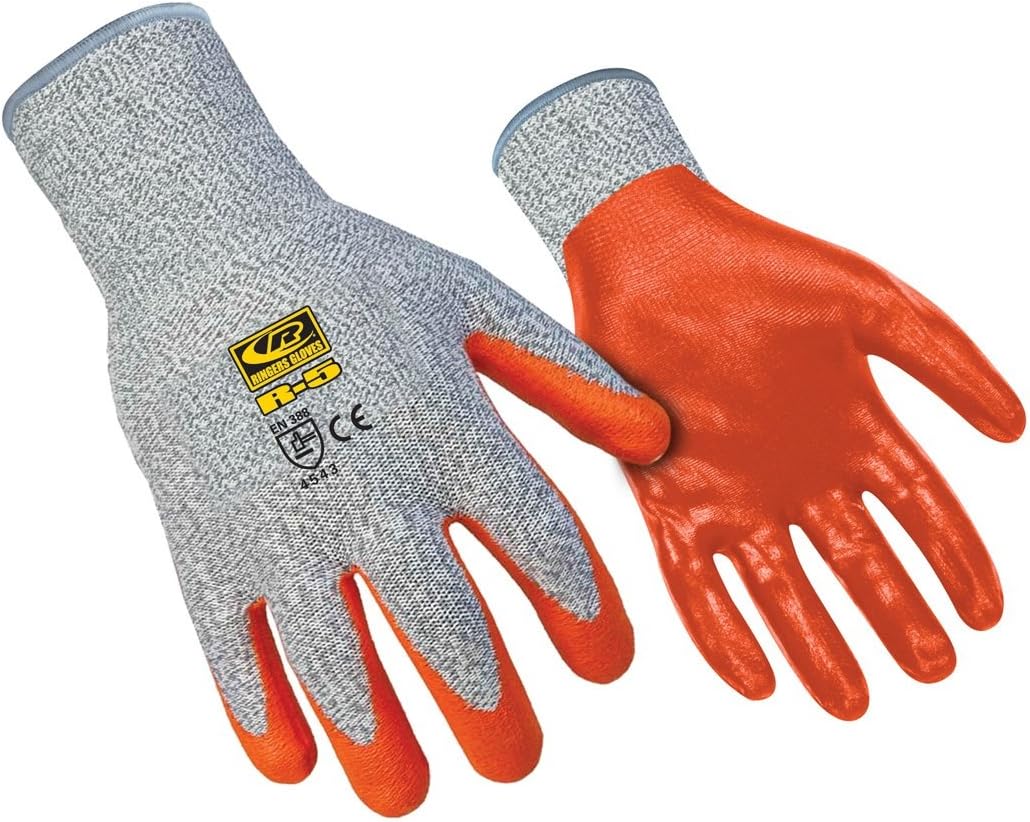 Ringers Gloves R-5 R-Flex Nitrile, High Dexterity Glove, Nitrile Dipped, CE Level 5 Cut Protection, Medium
