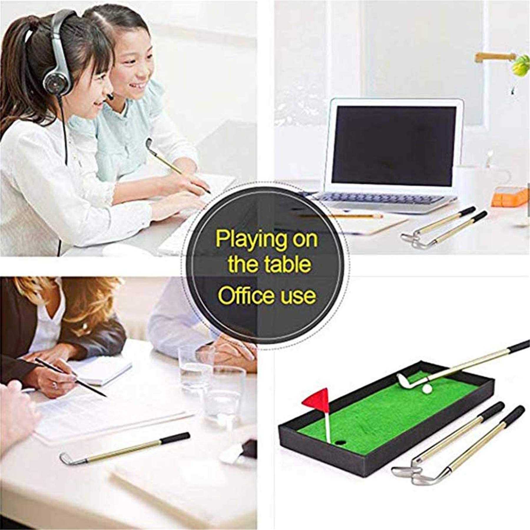 Mini Golf Club Putter Ballpoint Pen Golfers Gift Box Set Desktop Decor for School Supplies Golf accessories (A)