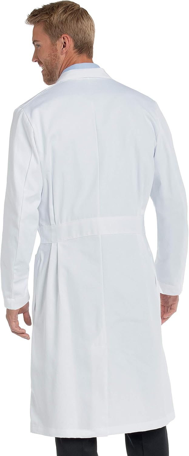 Landau Men's 3-Pocket, Classic Relaxed Fit, 5-Button, Full-Length, Cotton Twill Lab Coat 3138: Medical Lab Coats: Clothing