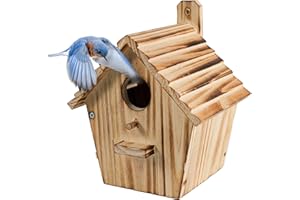 NATUREYLWL Bird House Bird Houses for Outside with Pole Wooden Bird House for Finch Bluebird House Cardinals Hanging Birdhouse Clearance Garden Country Cottages (B8)