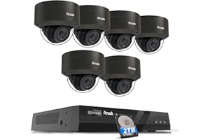 PANOOB 4K PoE Security Camera System, 6X 8MP IK10-Vandal Proof IP Surveillance Dome Cameras Outdoor with Person Vehicle Detection, IP66 100ft IR Night Vision, 4K 8CH PoE NVR 2TB HDD, PD54B0608-8M