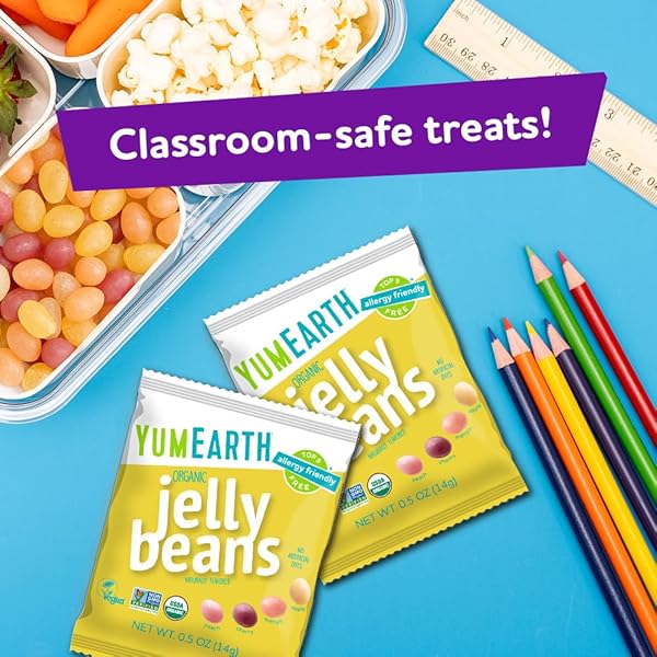 YUMEARTH ORGANIC JELLY BEANS – FRUITY CANDY SNACK PACKS, GLUTEN FREE SNACKS FOR KIDS – ALLERGY FRIENDLY, NON-GMO, NO ARTIFICIAL DYES – ASSORTED FLAVORS, 7.5 OZ. (PACK OF 15)