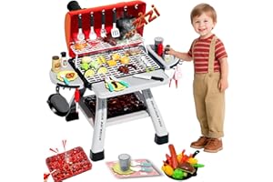 KIMICARE Barbecue Grill Toy Set, Kids BBQ Grill Playset with Smoke Sound Light Simulation Camping Cooking Interactive Toys Christmas Birthday Gift for Toddlers Girls Boys 2-6