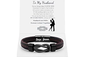 QWNHONEY Infinity Knot Leather Bracelet Forever Linked Together Bracelet Birthday Christmas Anniversary Bracelet Idea Mens Braided Cuff 7.8/8.5/9 Inches Bracelet for Man Son Husband Boyfriend Brother Grandson