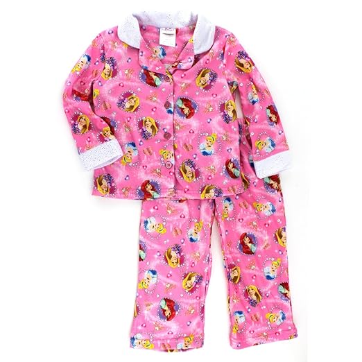 Disney Princess Girls Pink Flannel Pajamas (4) Clothing