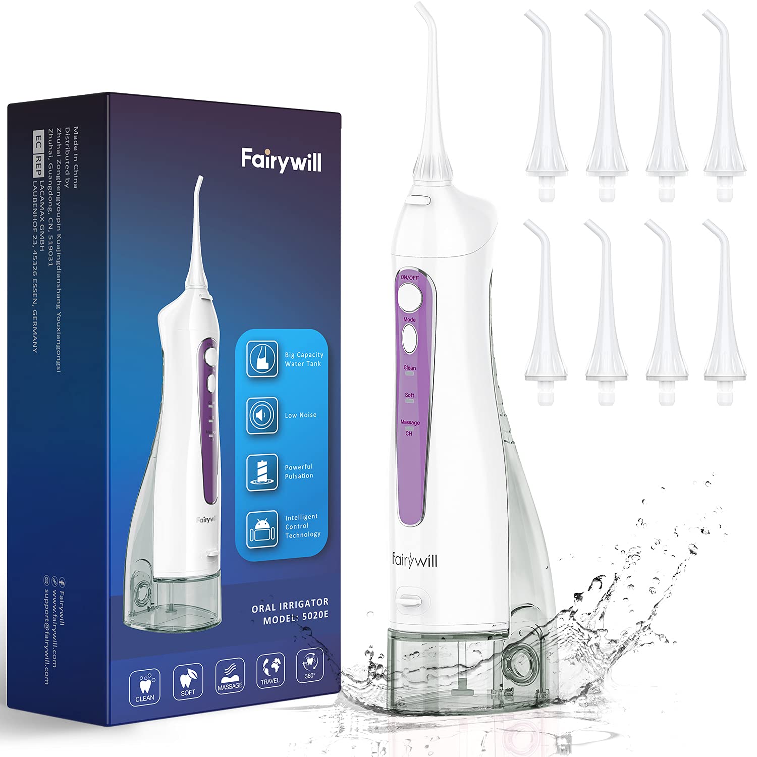 Buy Water Flossers for Teeth, Fairywill 300ML Cordless Dental Water