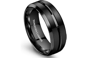 Jstyle Tungsten Wedding Rings for Men Black/Silver/Gold Mens Wedding Band 8MM Mens Engagement Rings Groove Beveled Edges High Polish/Matte Finish Men's Promise Ring Comfort Fit Size 7-14