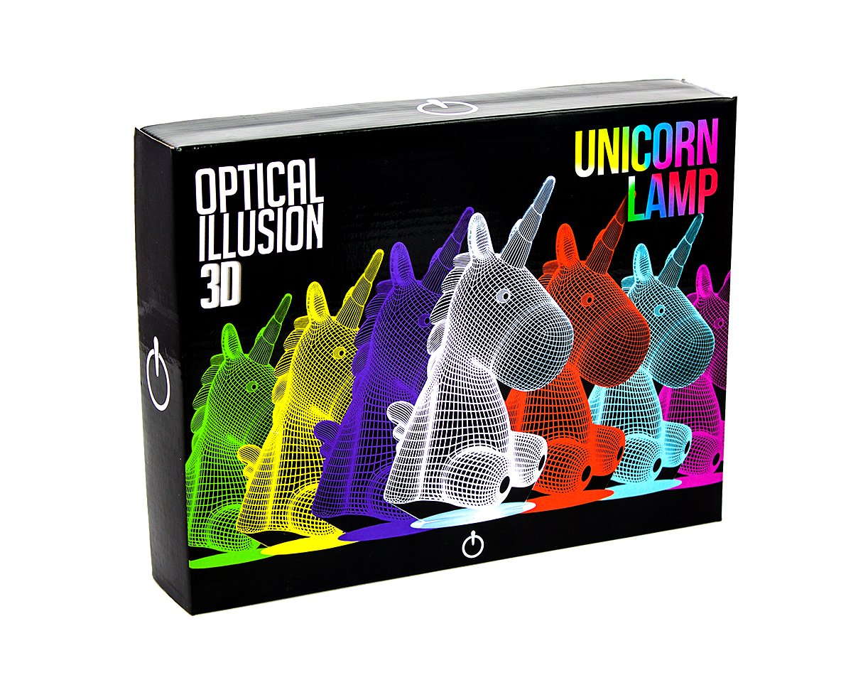 Unicorn 3D Optical Illusion Night Light. Touch Control. USB Powered