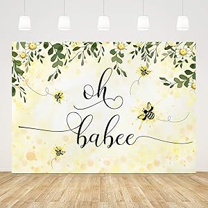 Ticuenicoa 7x5ft Oh Baby Bee Theme Baby Shower Backdrop Oh Babee Background for Girl and Boy Honey Sunflower Backdrop for Photography Babyshower Photo Booth Props Banner Newborn Kids Birthday Decors