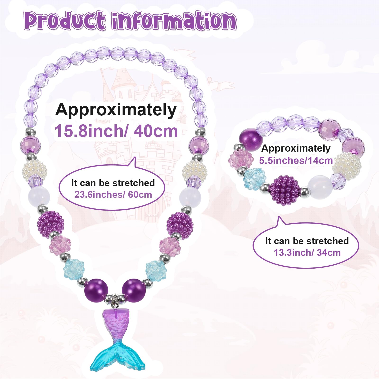 Sumind Sumind 6 Sets Toddler Jewelry for Little Girls Baby Beaded Necklace and Bracelet Costume Dress up Jewelry Gifts Princess Party Favors(Flower Style)