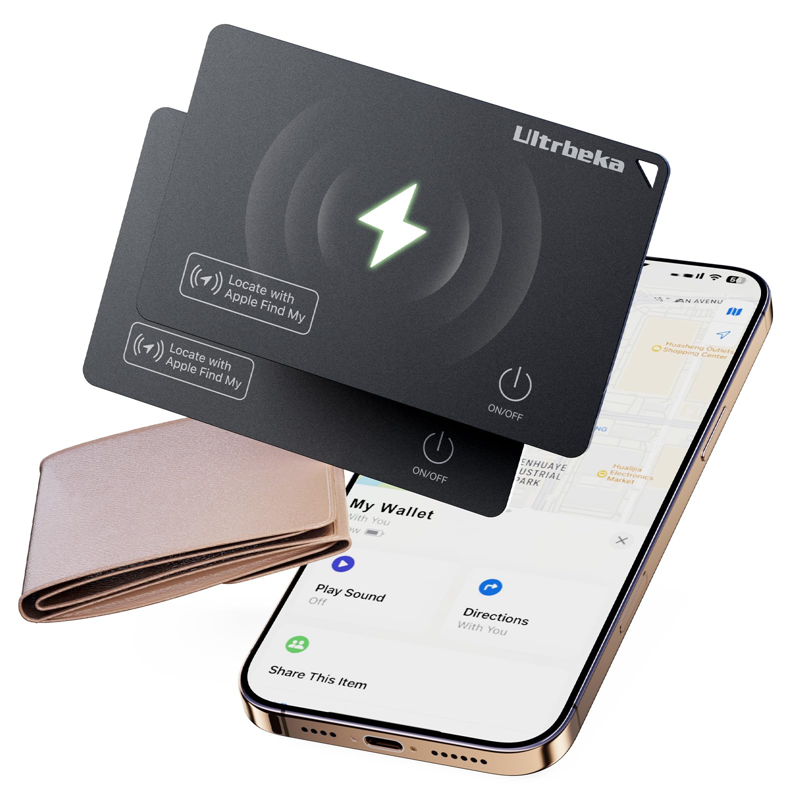 Photo 1 of Ultrbeka Wallet Tracker Slim Card 0.094in Bluetooth Tracker for Passport, Wallet, Work with Apple Find My APP, Wireless Charging, Card Locator- iOS Only [Apple MFi Certified] - 2pcs in 1 Box