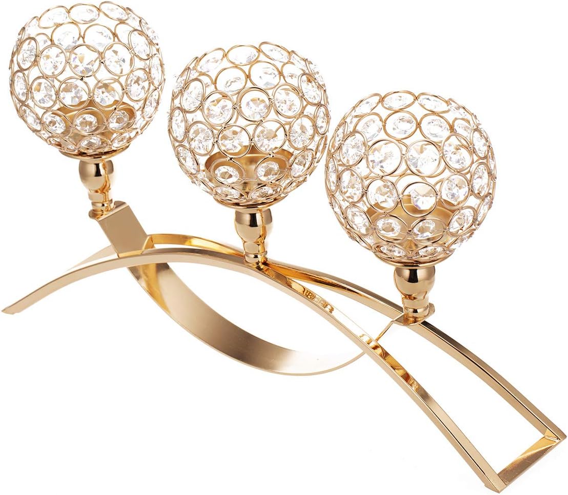 ManChDa Candelabros de candelabros con Cristal Dorado para la