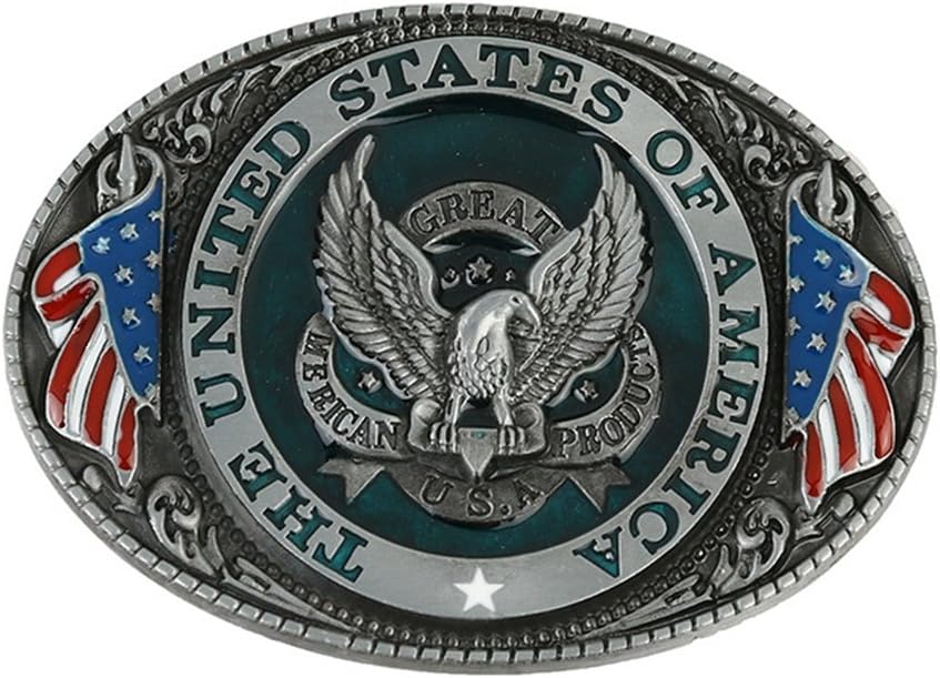 The United State of American Flag Belt Buckle Patriotic Eagle for 4th of July Party