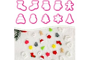 Christmas Polymer Clay Cutters Set – 10 Pcs Clay Earring Cutters for Holiday Crafts, Snowman Gingerbread Tree Mittens – Polym